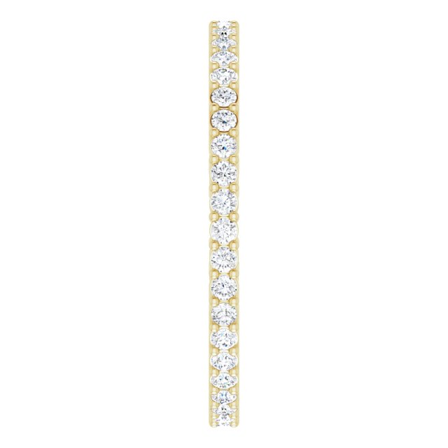 14K Gold Round Natural Diamond Shared-Prong Eternity Band – 1.3 mm Stones (3/8–1/2 CTW) - Yellow Gold - view 4