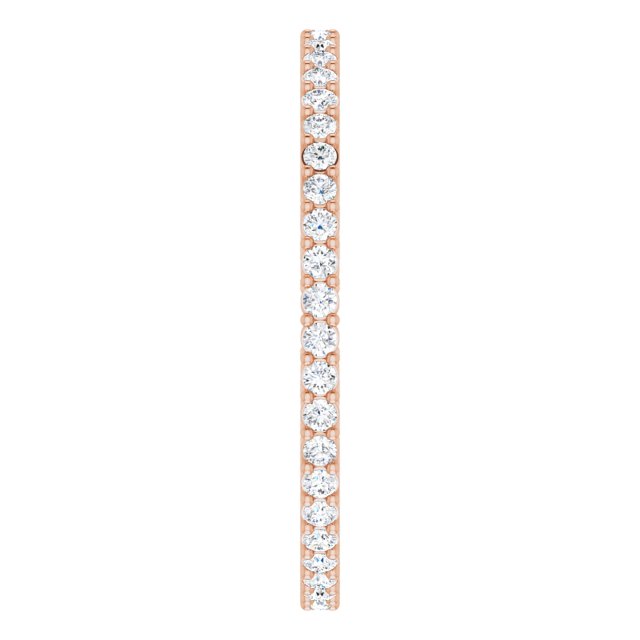 14K Gold Round Natural Diamond Shared-Prong Eternity Band – 1.3 mm Stones (3/8–1/2 CTW) - Rose Gold - view 4