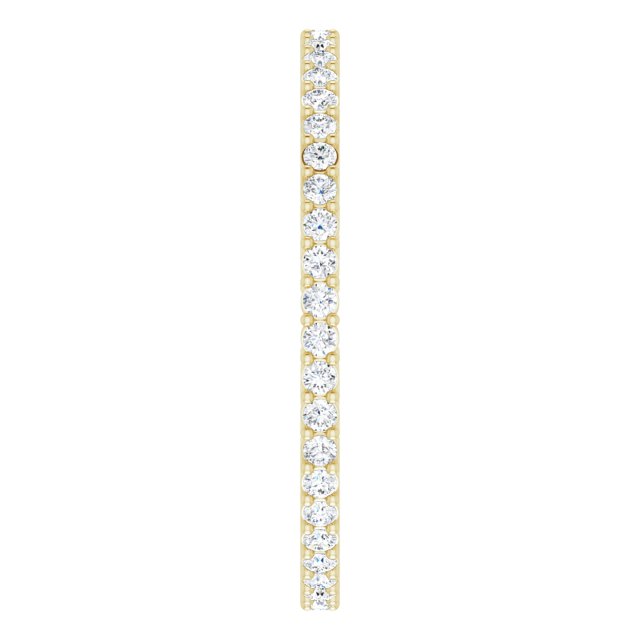 14K Gold Round Natural Diamond Shared-Prong Eternity Band – 1.3 mm Stones (3/8–1/2 CTW) - Yellow Gold - view 4