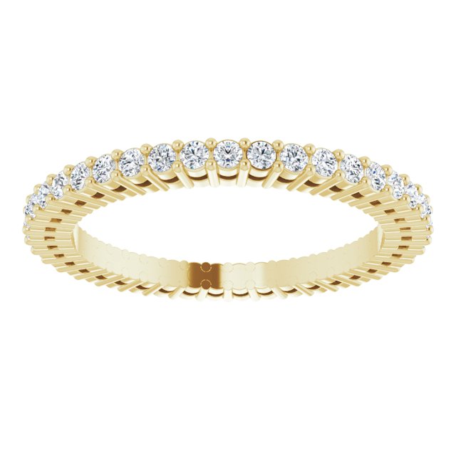 14K Gold Round Lab-Grown Diamond Shared-Prong Eternity Band – 1.3 mm Stones (3/8–1/2 CTW) - Yellow Gold - view 3