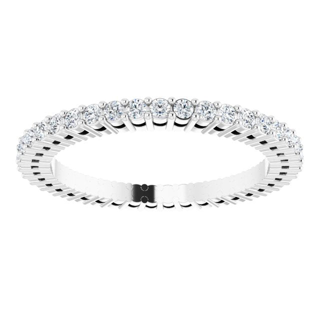 14K Gold Round Natural Diamond Shared-Prong Eternity Band – 1.3 mm Stones (3/8–1/2 CTW) - White Gold - view 3
