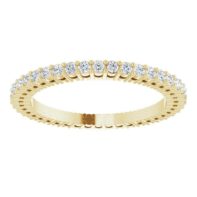 14K Gold Round Lab-Grown Diamond Shared-Prong Eternity Band – 1.3 mm Stones (3/8–1/2 CTW) - Yellow Gold - view 3