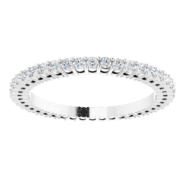 14K Gold Round Natural Diamond Shared-Prong Eternity Band – 1.3 mm Stones (3/8–1/2 CTW) - White Gold - view 3