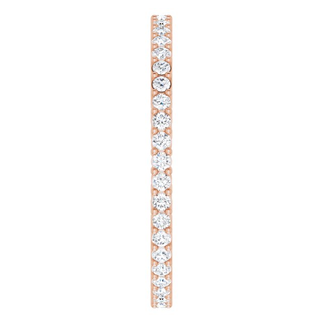14K Gold Round Natural Diamond Shared-Prong Eternity Band – 1.3 mm Stones (3/8–1/2 CTW) - Rose Gold - view 4