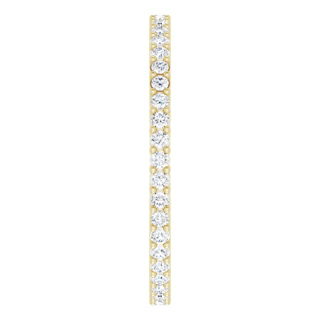 14K Gold Round Natural Diamond Shared-Prong Eternity Band – 1.3 mm Stones (3/8–1/2 CTW) - Yellow Gold - view 4