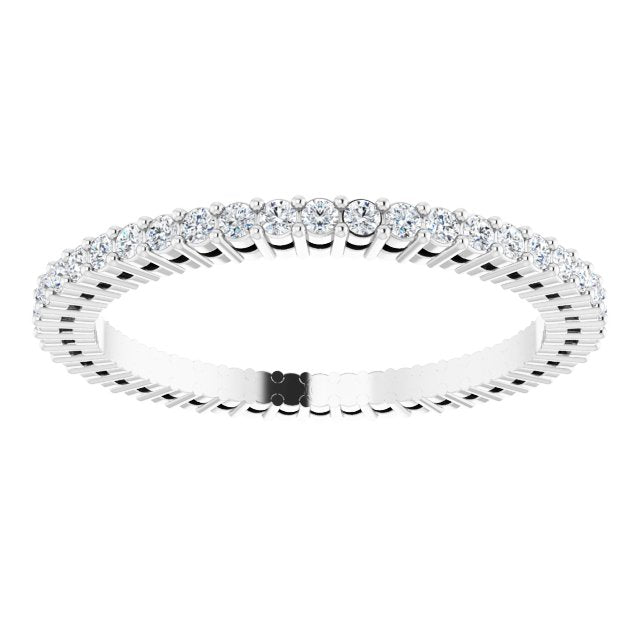 14K Gold Round Natural Diamond Shared-Prong Eternity Band – 1.3 mm Stones (3/8–1/2 CTW) - White Gold - view 3