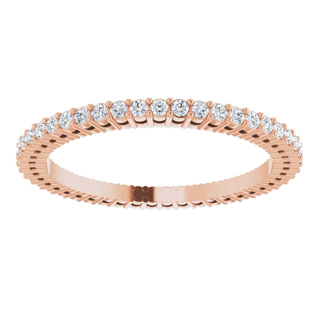 14K Gold Round Natural Diamond Shared-Prong Eternity Band – 1.3 mm Stones (3/8–1/2 CTW) - Rose Gold - view 3