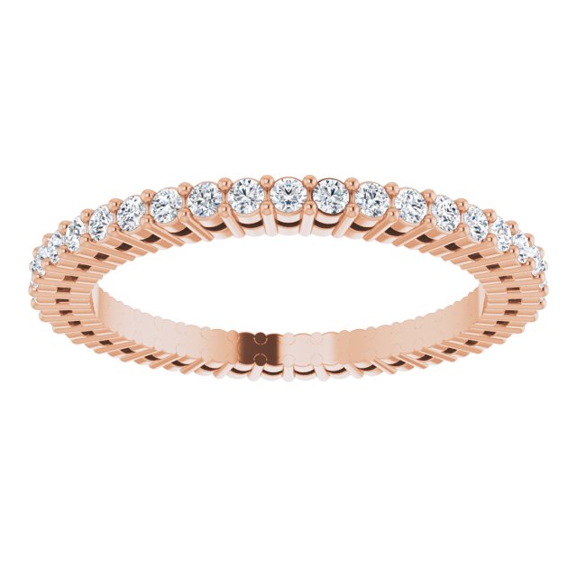 14K Gold Round Natural Diamond Shared-Prong Eternity Band – 1.3 mm Stones (3/8–1/2 CTW) - Rose Gold - view 3
