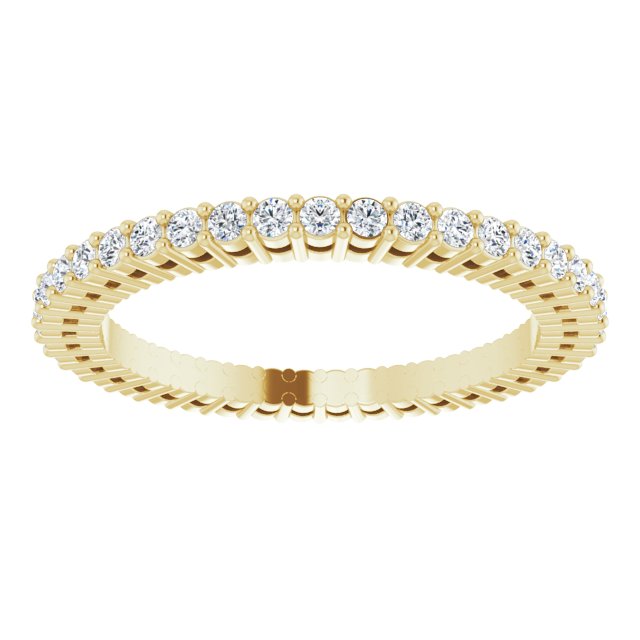 14K Gold Round Natural Diamond Shared-Prong Eternity Band – 1.3 mm Stones (3/8–1/2 CTW) - Yellow Gold - view 3