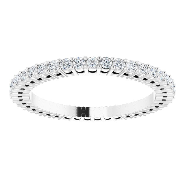 14K Gold Round Natural Diamond Shared-Prong Eternity Band – 1.3 mm Stones (3/8–1/2 CTW) - White Gold - view 3