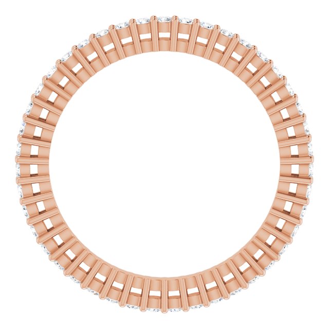 14K Gold Round Natural Diamond Shared-Prong Eternity Band – 1.3 mm Stones (3/8–1/2 CTW) - Rose Gold - view 2