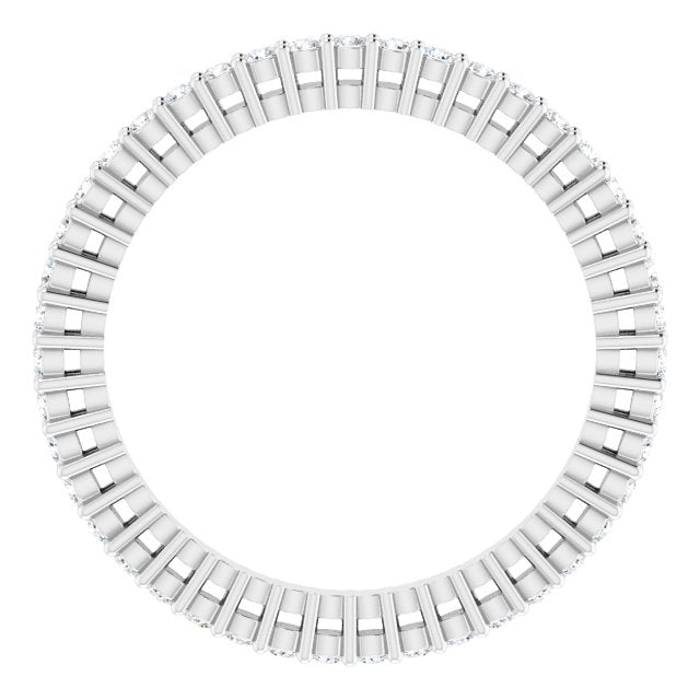 14K Gold Round Natural Diamond Shared-Prong Eternity Band – 1.3 mm Stones (3/8–1/2 CTW) - White Gold - view 2