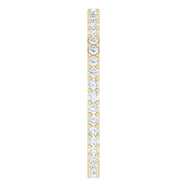 14K Gold Round Natural Diamond Shared-Prong Eternity Band – 1.3 mm Stones (3/8–1/2 CTW) - Yellow Gold - view 4