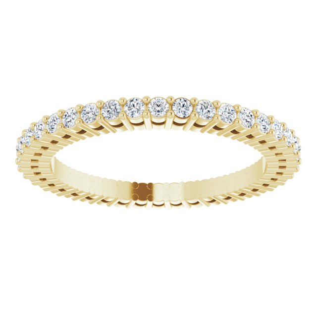 14K Gold Round Natural Diamond Shared-Prong Eternity Band – 1.3 mm Stones (3/8–1/2 CTW) - Yellow Gold - view 3