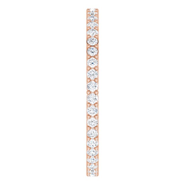 14K Gold Round Natural Diamond Shared-Prong Eternity Band – 1.3 mm Stones (3/8–1/2 CTW) - Rose Gold - view 4