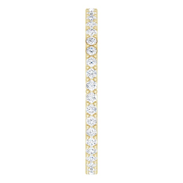 14K Gold Round Natural Diamond Shared-Prong Eternity Band – 1.3 mm Stones (3/8–1/2 CTW) - Yellow Gold - view 4