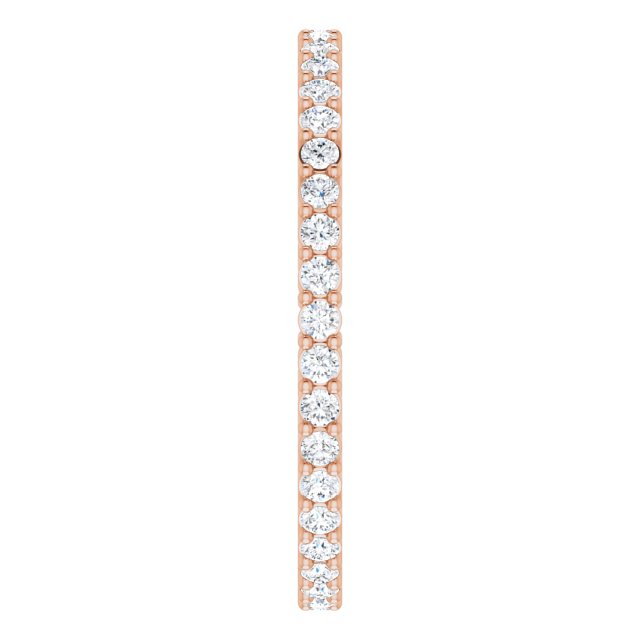 14K Gold Round Natural Diamond Shared-Prong Eternity Band – 1.3 mm Stones (3/8–1/2 CTW) - Rose Gold - view 4