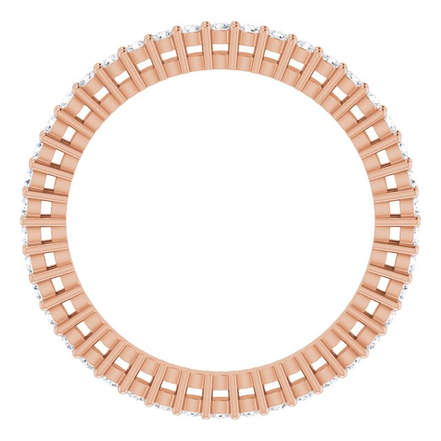 14K Gold Round Natural Diamond Shared-Prong Eternity Band – 1.3 mm Stones (3/8–1/2 CTW) - Rose Gold - view 2