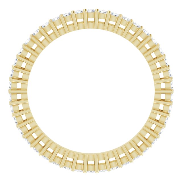 14K Gold Round Natural Diamond Shared-Prong Eternity Band – 1.3 mm Stones (3/8–1/2 CTW) - Yellow Gold - view 2