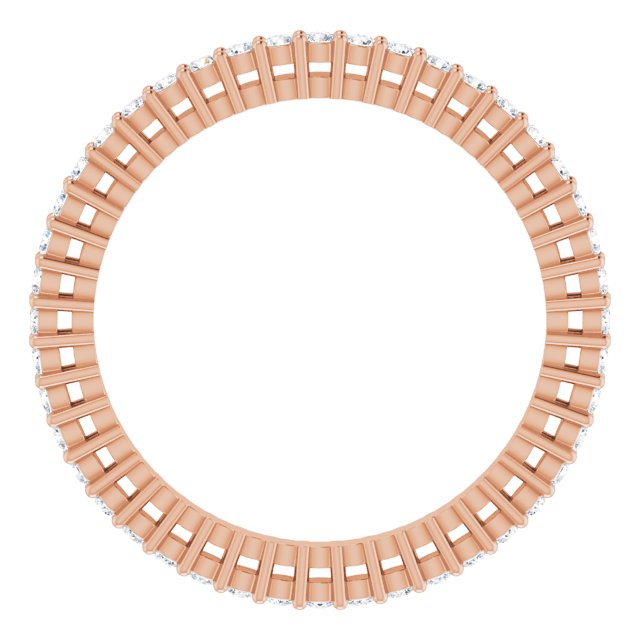 14K Gold Round Natural Diamond Shared-Prong Eternity Band – 1.3 mm Stones (3/8–1/2 CTW) - Rose Gold - view 2