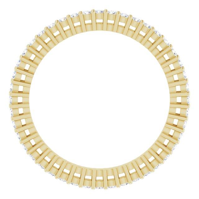 14K Gold Round Natural Diamond Shared-Prong Eternity Band – 1.3 mm Stones (3/8–1/2 CTW) - Yellow Gold - view 2