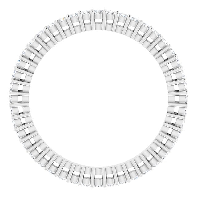 14K Gold Round Natural Diamond Shared-Prong Eternity Band – 1.3 mm Stones (3/8–1/2 CTW) - White Gold - view 2