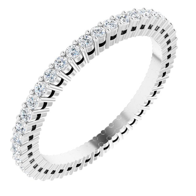 14K Gold Round Natural Diamond Shared-Prong Eternity Band – 1.3 mm Stones (3/8–1/2 CTW) - White Gold