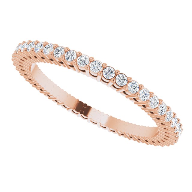 14K Gold Round Natural Diamond Shared-Prong Eternity Band – 1.3 mm Stones (3/8–1/2 CTW) - Rose Gold - view 5