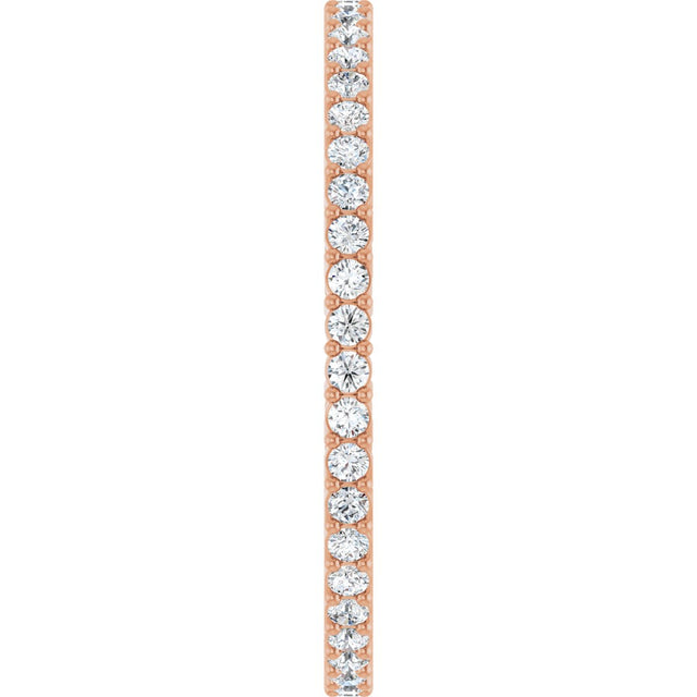 14K Gold Round Natural Diamond Shared-Prong Eternity Band – 1.3 mm Stones (3/8–1/2 CTW) - Rose Gold - view 4