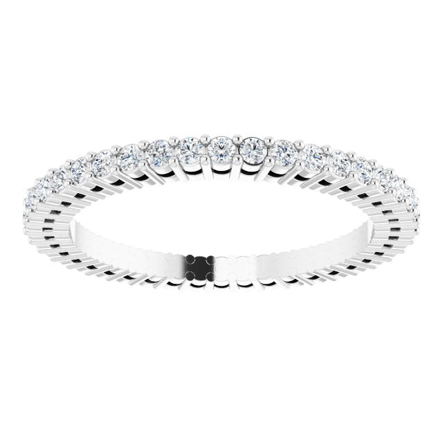 14K Gold Round Natural Diamond Shared-Prong Eternity Band – 1.3 mm Stones (3/8–1/2 CTW) - White Gold - view 3