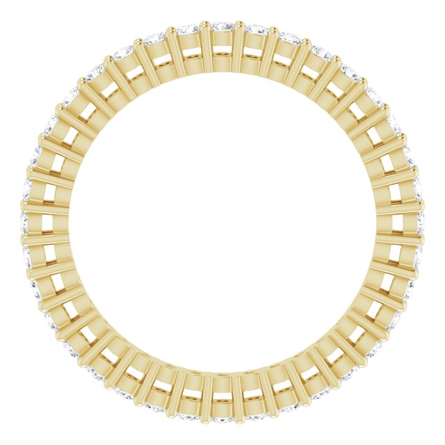 14K Gold Round Natural Diamond Shared-Prong Eternity Band – 1.5 mm Stones (1/2–5/8 CTW) - Yellow Gold - view 2