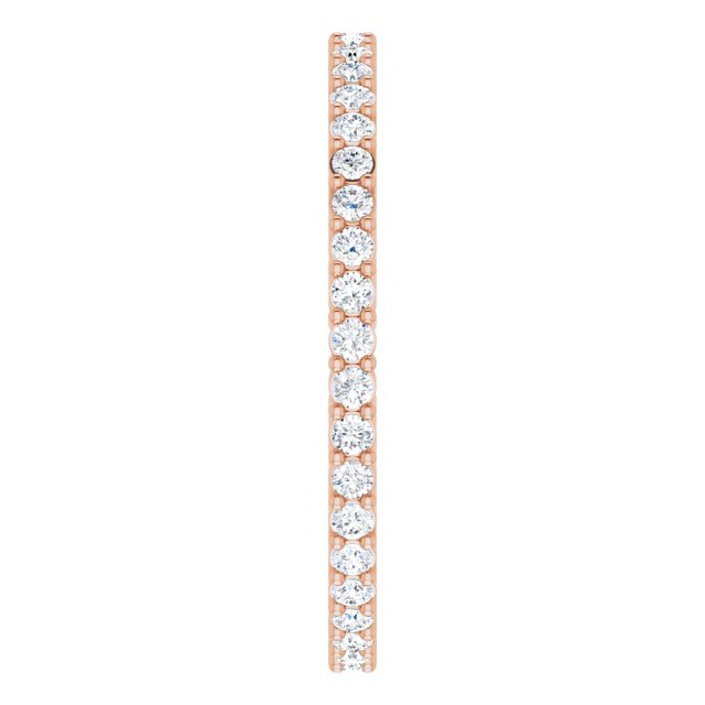 14K Gold Round Natural Diamond Shared-Prong Eternity Band – 1.3 mm Stones (3/8–1/2 CTW) - Rose Gold - view 4