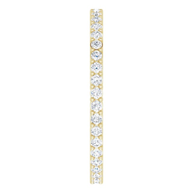 14K Gold Round Natural Diamond Shared-Prong Eternity Band – 1.3 mm Stones (3/8–1/2 CTW) - Yellow Gold - view 4