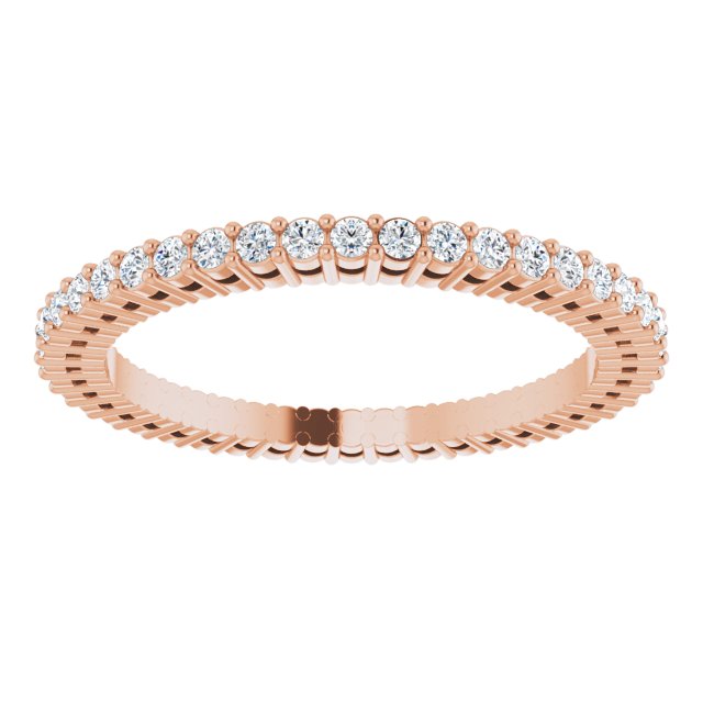 14K Gold Round Lab-Grown Diamond Shared-Prong Eternity Band – 1.3 mm Stones (3/8–1/2 CTW) - Rose Gold - view 3