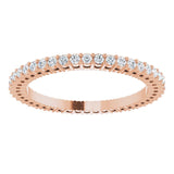 14K Gold Round Natural Diamond Shared-Prong Eternity Band – 1.3 mm Stones (3/8–1/2 CTW) - Rose Gold - view 3