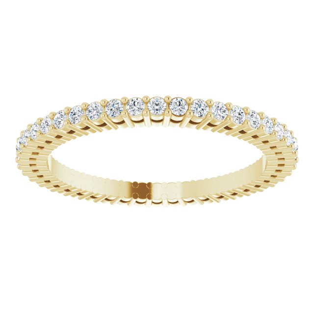 14K Gold Round Lab-Grown Diamond Shared-Prong Eternity Band – 1.3 mm Stones (3/8–1/2 CTW) - Yellow Gold - view 3