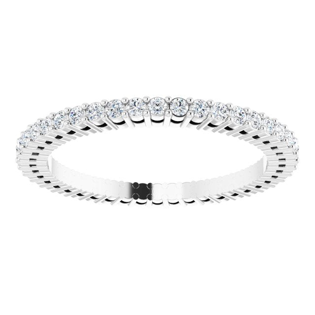 14K Gold Round Lab-Grown Diamond Shared-Prong Eternity Band – 1.3 mm Stones (3/8–1/2 CTW) - White Gold - view 3