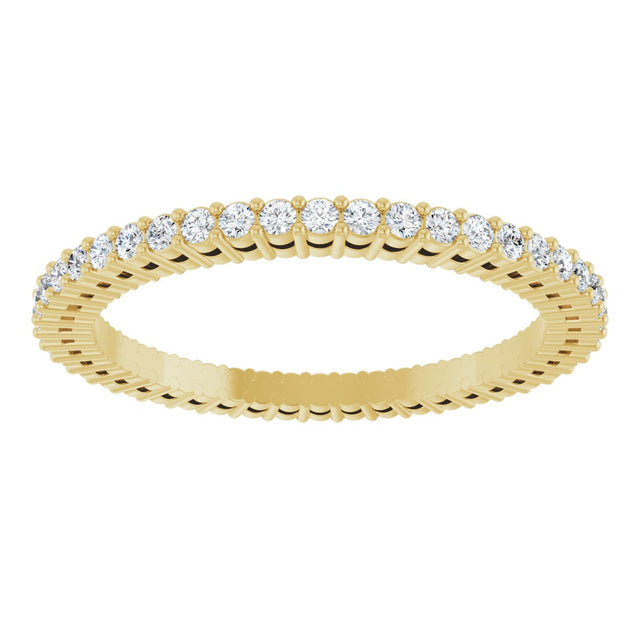 14K Gold Round Natural Diamond Shared-Prong Eternity Band – 1.3 mm Stones (3/8–1/2 CTW) - Yellow Gold - view 3