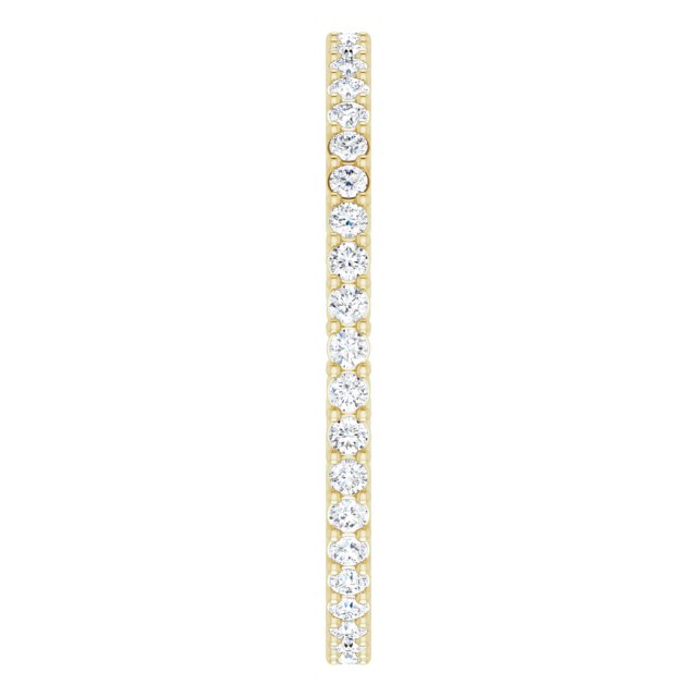 14K Gold Round Natural Diamond Shared-Prong Eternity Band – 1.3 mm Stones (3/8–1/2 CTW) - Yellow Gold - view 4