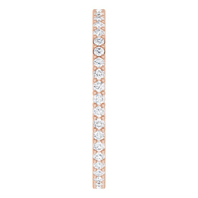 14K Gold Round Lab-Grown Diamond Shared-Prong Eternity Band – 1.3 mm Stones (3/8–1/2 CTW) - Rose Gold - view 4