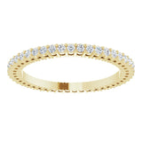 14K Gold Round Natural Diamond Shared-Prong Eternity Band – 1.3 mm Stones (3/8–1/2 CTW) - Yellow Gold - view 3