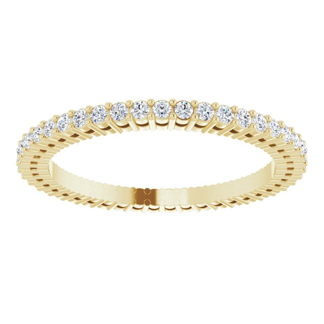 14K Gold Round Natural Diamond Shared-Prong Eternity Band – 1.3 mm Stones (3/8–1/2 CTW) - Yellow Gold - view 3