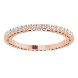 14K Gold Round Natural Diamond Shared-Prong Eternity Band – 1.3 mm Stones (3/8–1/2 CTW) - Rose Gold - view 3