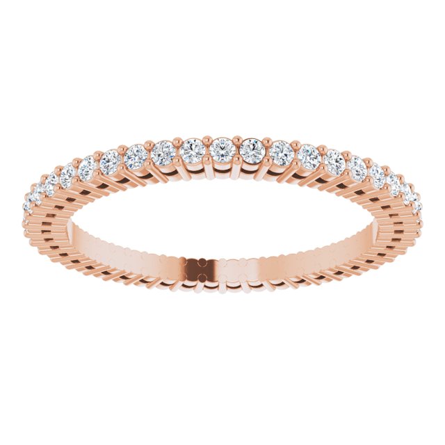 14K Gold Round Natural Diamond Shared-Prong Eternity Band – 1.3 mm Stones (3/8–1/2 CTW) - Rose Gold - view 3