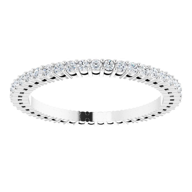 14K Gold Round Natural Diamond Shared-Prong Eternity Band – 1.3 mm Stones (3/8–1/2 CTW) - White Gold - view 3