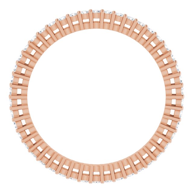 14K Gold Round Natural Diamond Shared-Prong Eternity Band – 1.3 mm Stones (3/8–1/2 CTW) - Rose Gold - view 2