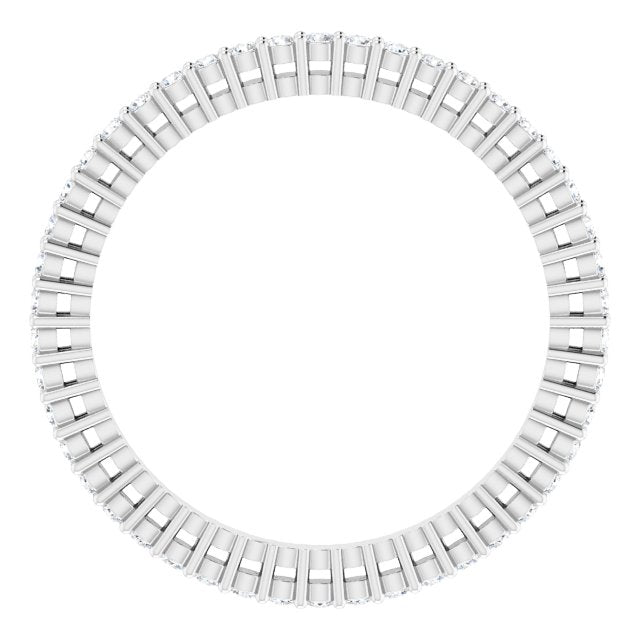 14K Gold Round Natural Diamond Shared-Prong Eternity Band – 1.3 mm Stones (3/8–1/2 CTW) - White Gold - view 2
