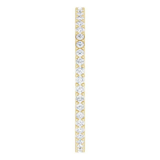 14K Gold Round Natural Diamond Shared-Prong Eternity Band – 1.3 mm Stones (3/8–1/2 CTW) - Yellow Gold - view 4