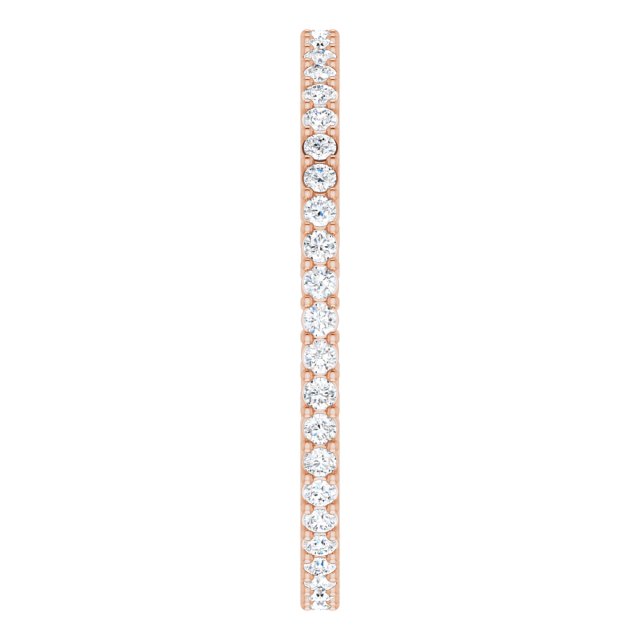 14K Gold Round Natural Diamond Shared-Prong Eternity Band – 1.3 mm Stones (3/8–1/2 CTW) - Rose Gold - view 4