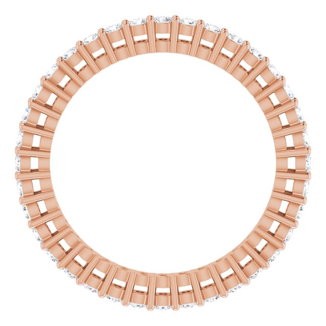 14K Gold Round Natural Diamond Shared-Prong Eternity Band – 1.5 mm Stones (1/2–5/8 CTW) - Rose Gold - view 2